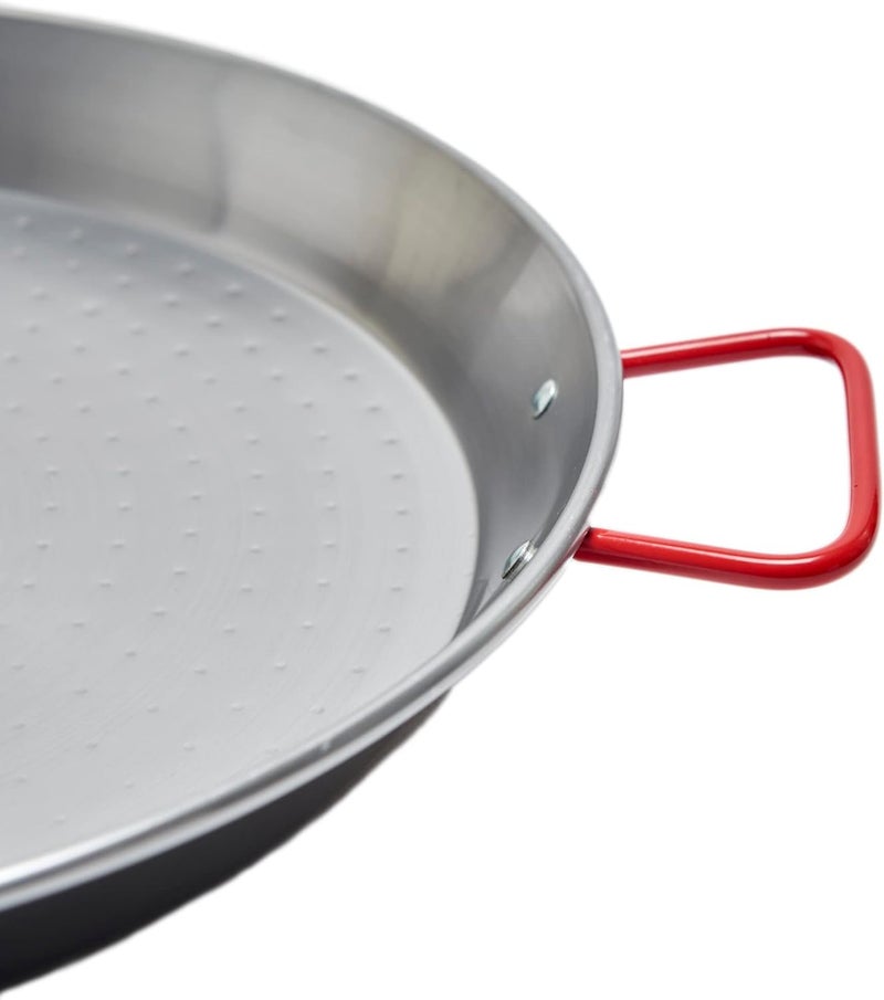 Garcima La Ideal 12317 46cm Polished Steel Paella Pan with Red Handles - Image 3